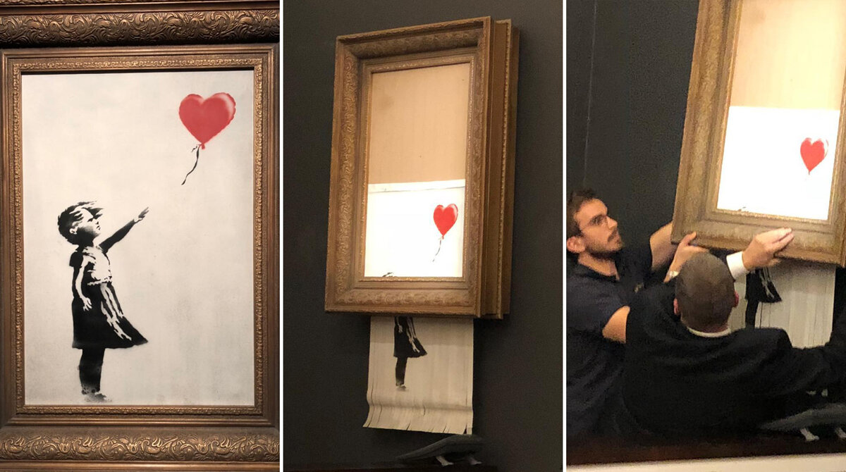 Banksy картина самоуничтожилась