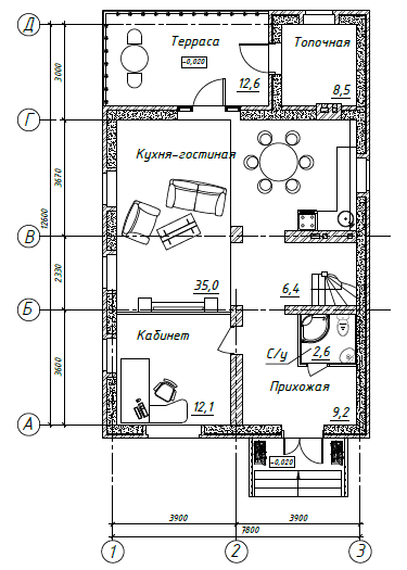 Оптимальный размер кухни гостиной в частном доме