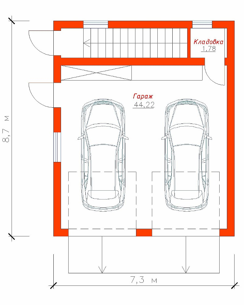 Гараж на две машины: размеры, чертежи