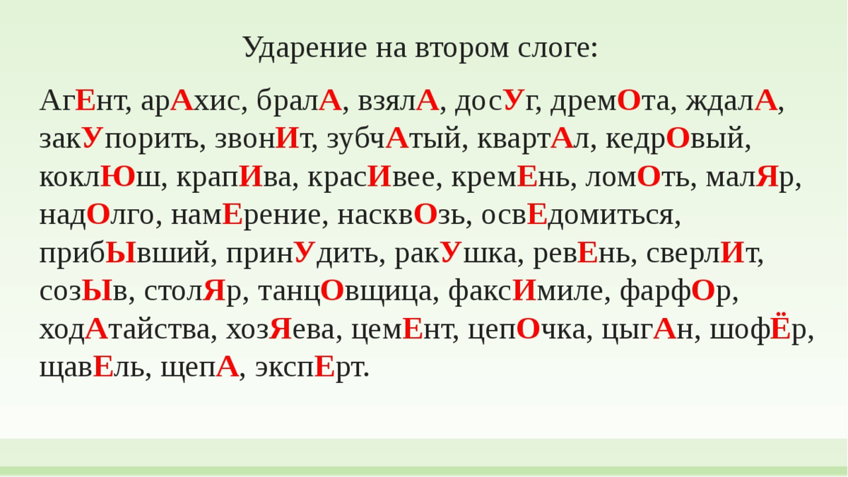 Шарфы ударение впр по русскому. Ударениена второй млог. Ударение на второй слог. Ударения в словах. Ударение на втором слоге.