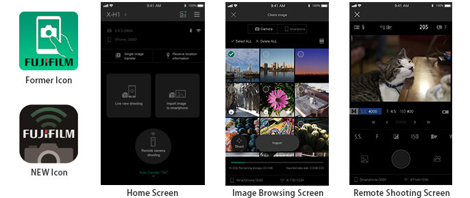 
Обновленная иконка и интерфейс приложения: основной экран, экран просмотра изображений, экран дистанционной съемки