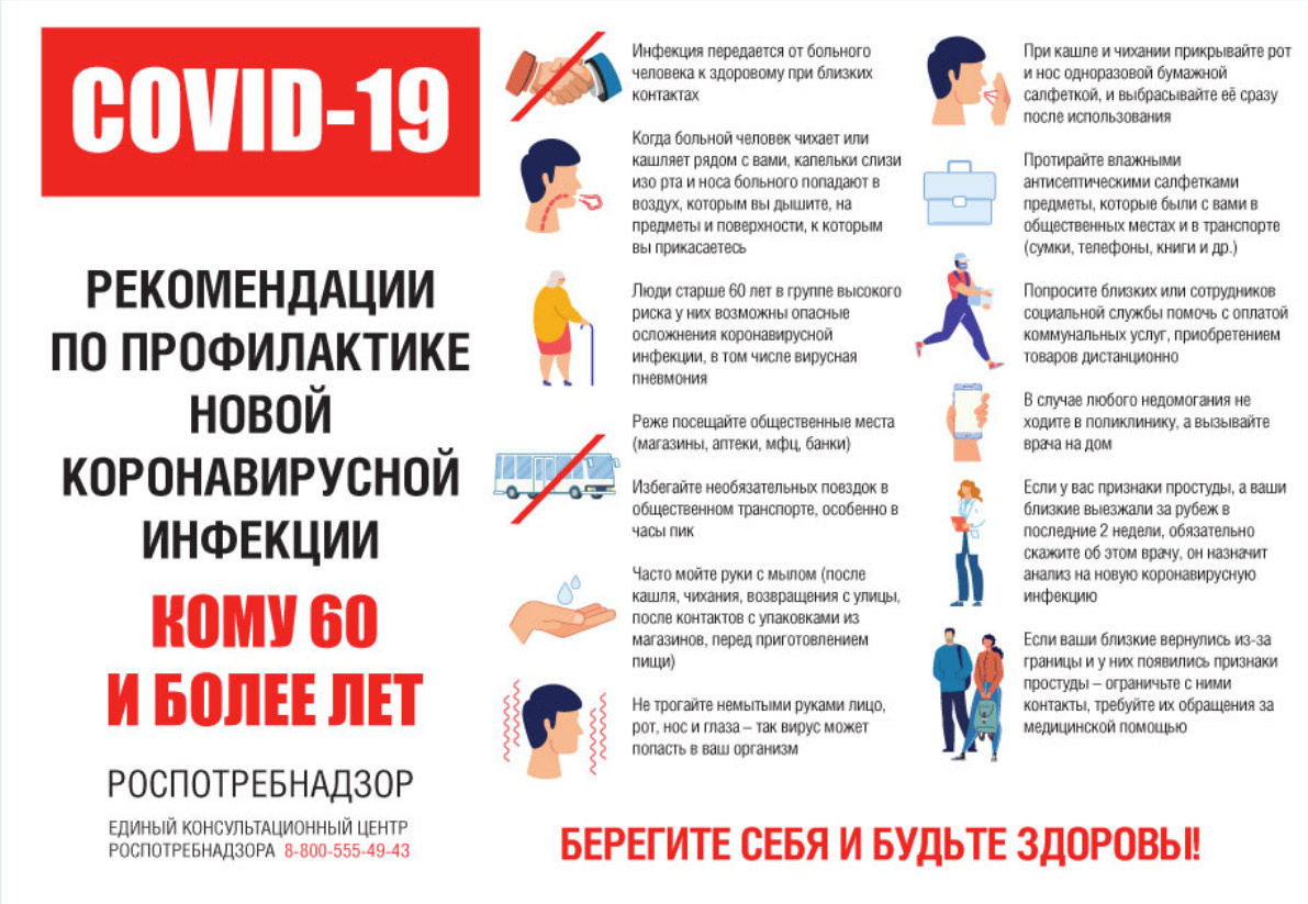 Рекомендации Роспотребнадзора для людей в группе риска старше 60 лет