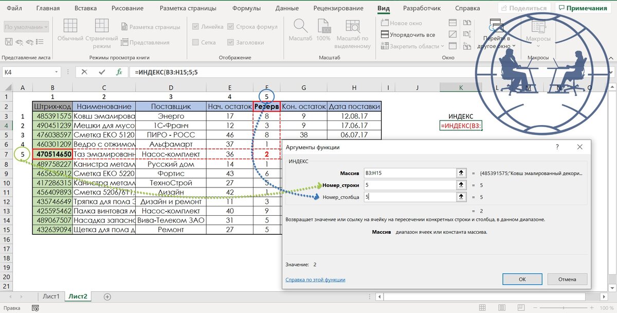 Функция СМЕЩ, функция ИНДЕКС, функция ПОИСКПОЗ в Excel. - MS Excel и другие - от