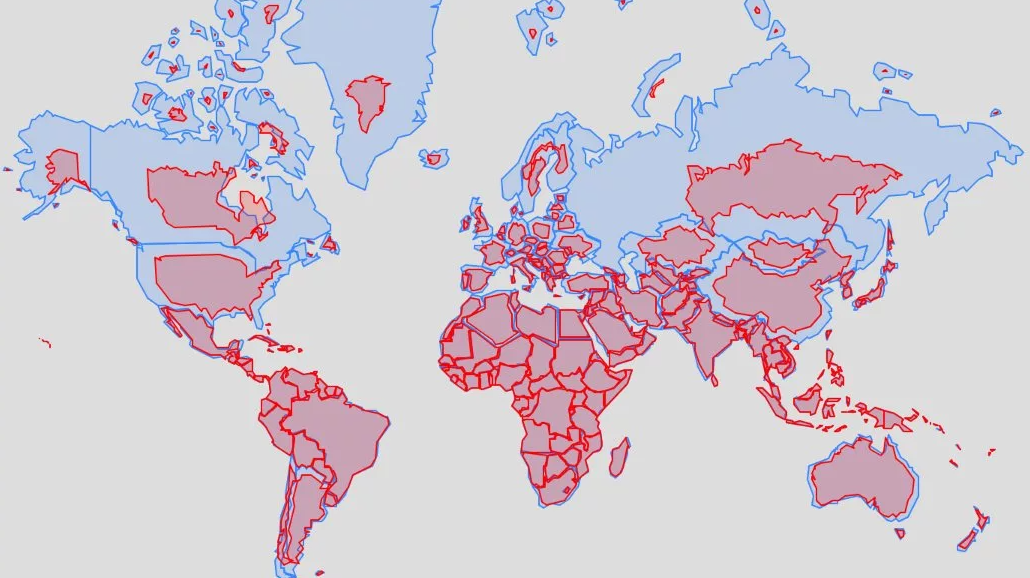 Карта для сравнения размеров стран
