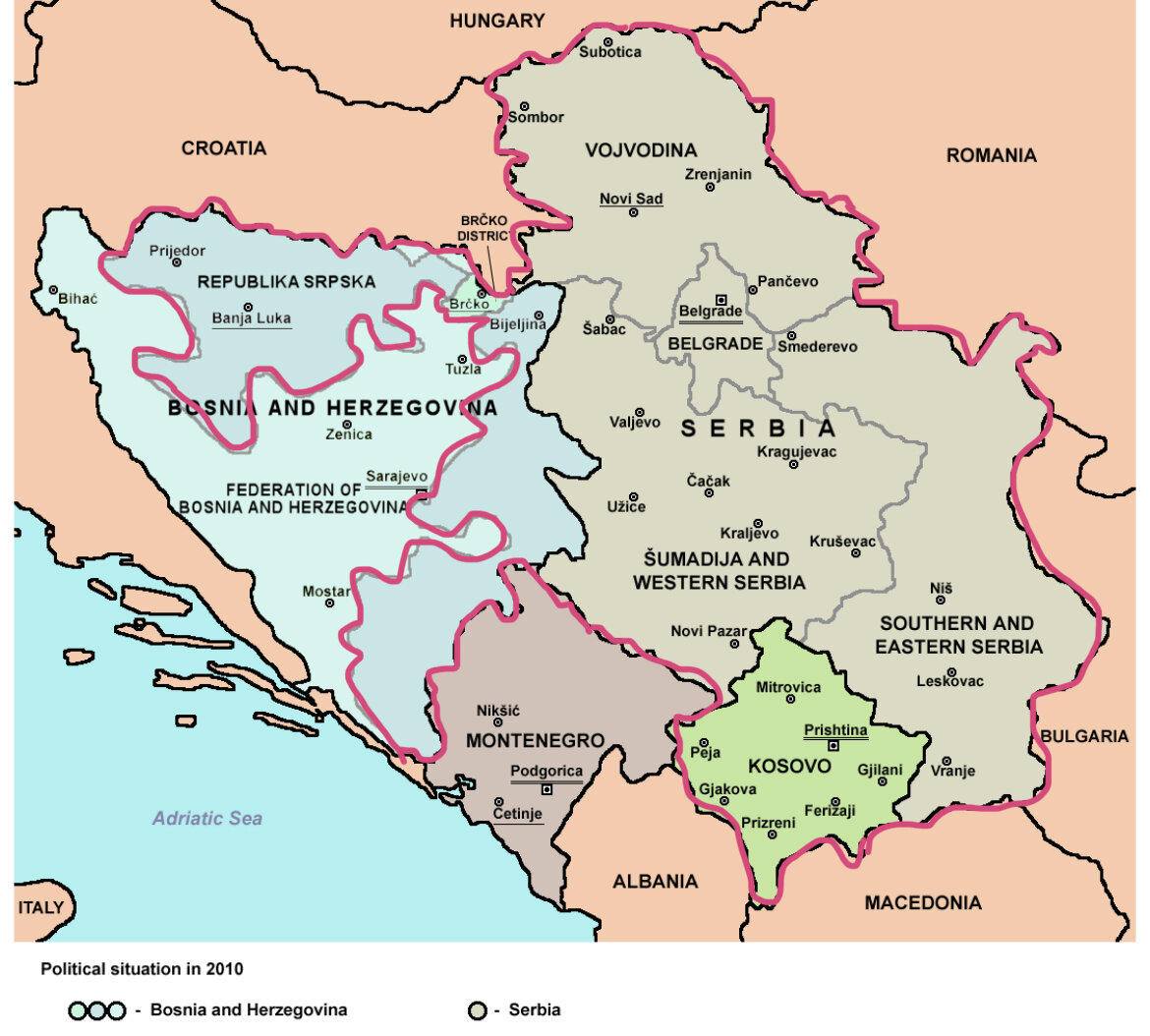 Карта с кем граничит сербия