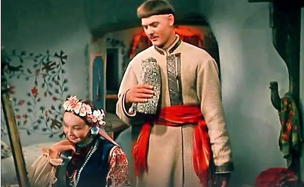 Кузнец Вакула и красавица Оксана из повести Н.В.Гоголя "Вечера на хуторе близ Диканьки".