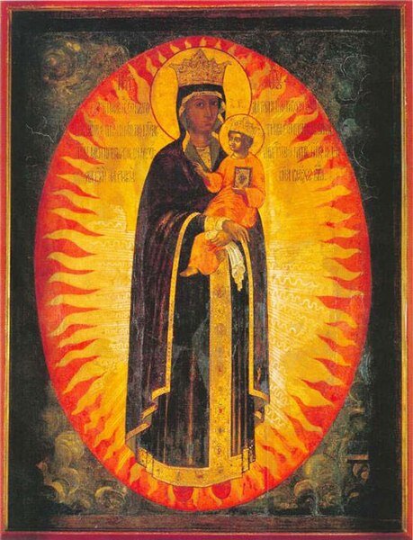 Список иконы Пресвятой Богородицы «Благодатное Небо» в  Архангельском соборе Московского Кремля (1682 год). Фото является общественным достоянием.