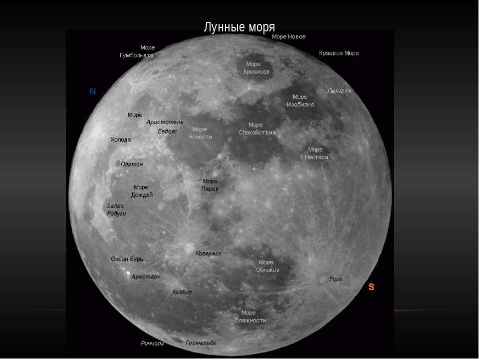 Карта поверхности луны с названиями