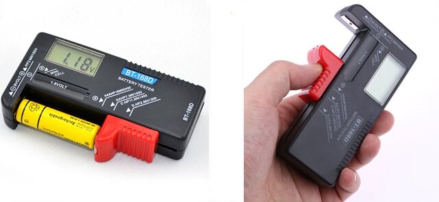 Устройство тестирует начиная с литиевых “таблеток”, продолжая цилиндрическими элементами и заканчивая 9-вольтовыми типа “крона”