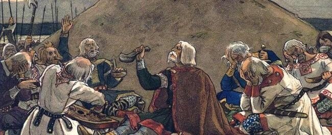 Песнь о вещем олеге волхвы. Васнецов Вещий Олег. В.М.Васнецов песнь о вещем Олеге. Песнь о вещем Олеге иллюстрации Васнецова. Васнецов песнь о вещем Олеге Тризна.