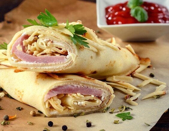 Блинчики с сыром и ветчиной рецепт