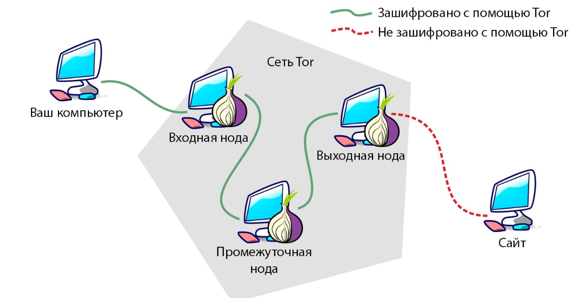 Схема интернет-соединения через Даркнет
