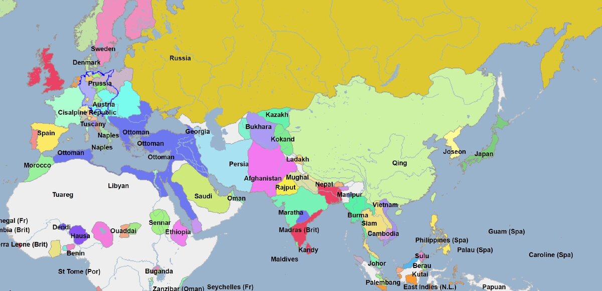 Карта евразии 1900 года