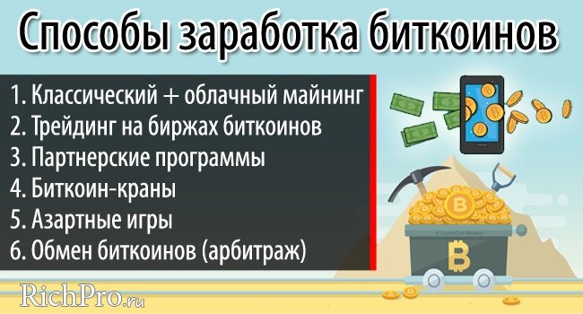 6 вариантов заработка на биткоинах (майнинг, трейдинг, «партнёрки», краны, игры, арбитраж)