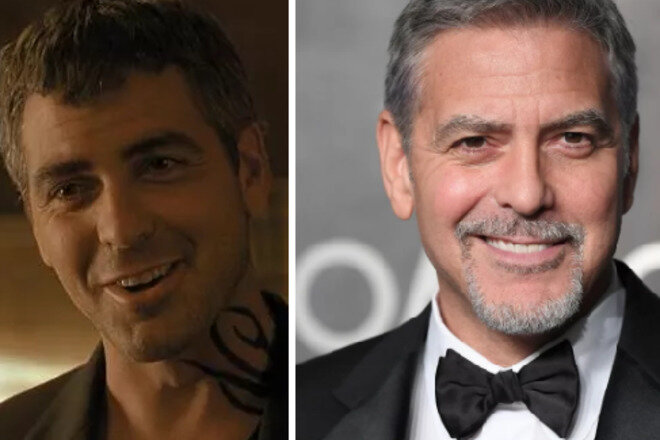 Фильм "От заката до рассвета": актер Джордж Клуни в роли Сета Гекко — тогда и сейчас.