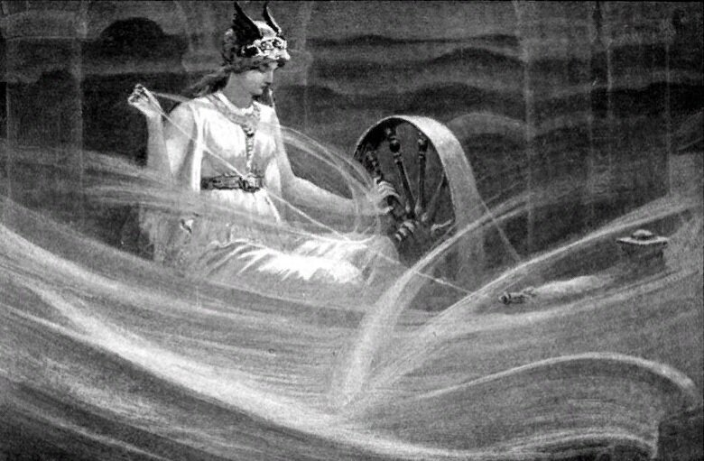 Картина Джона Доуллмана "Фригг, прядущая облака" (Frigga Spinning the Clouds)