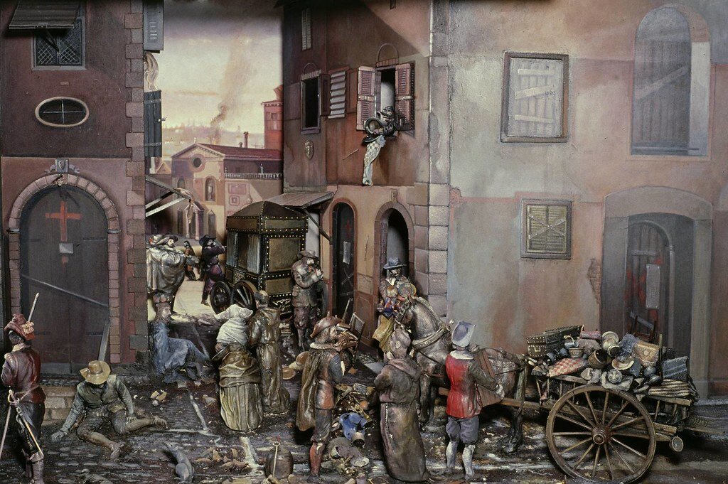 Рим, XVII век. Диорама, показывающая сцену чумы в Риме в XVII веке. © 