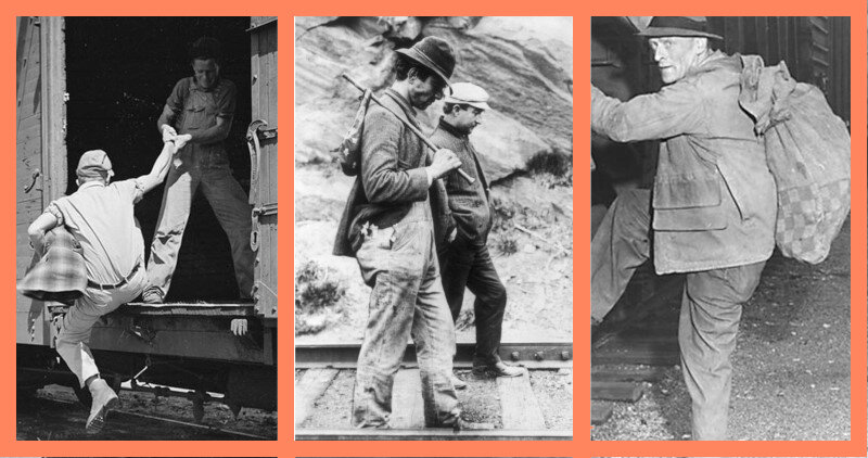 Американские рабочие с прообразом сумки-хобо