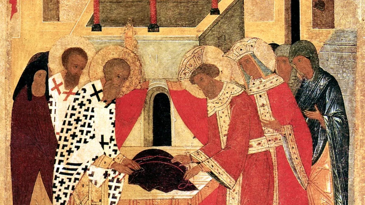 Положение честно́го Пояса Пресвятой Богородицы. Фото: azbyka.ru