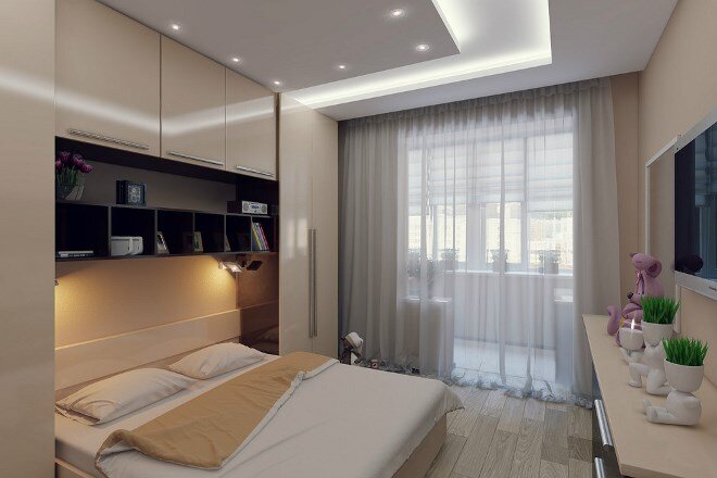 Дизайн спальни 15 кв. м в современном стиле. Фото