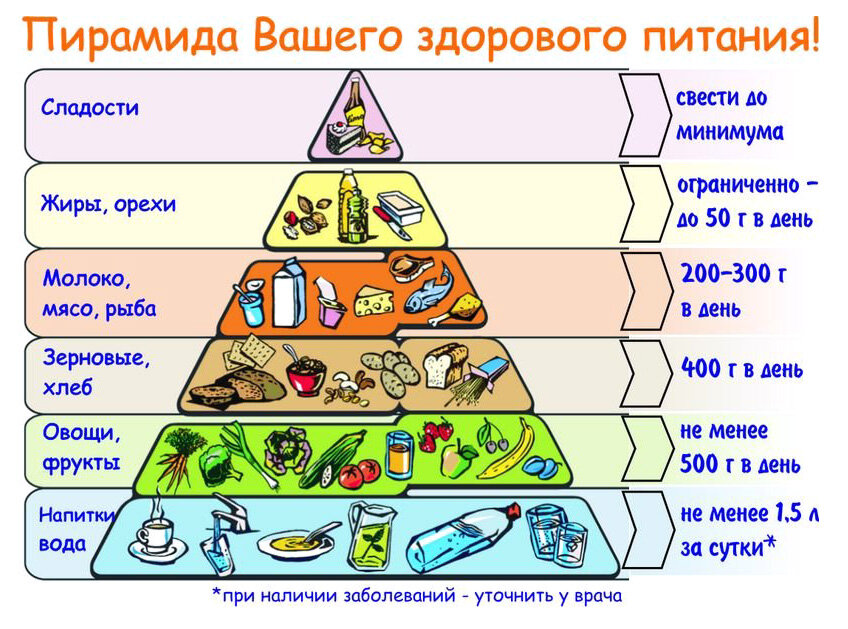 Схематическое изображение принципов здорового питания