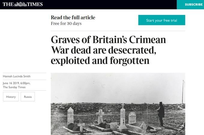  Скриншот статьи с сайта thetimes.co.uk.