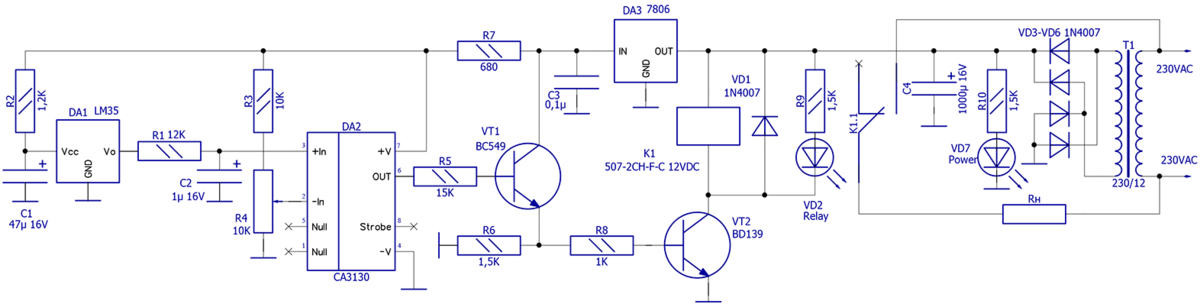 Lm35 схема регулятора температуры