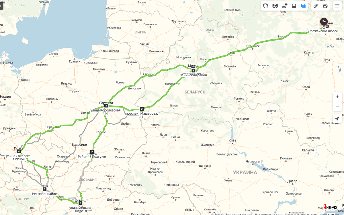 Минск маршрут 33. Составление маршрута на карте.