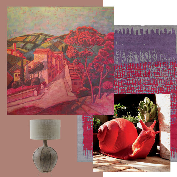 Коллаж с картиной "Тоскана. Красный пейзаж"
