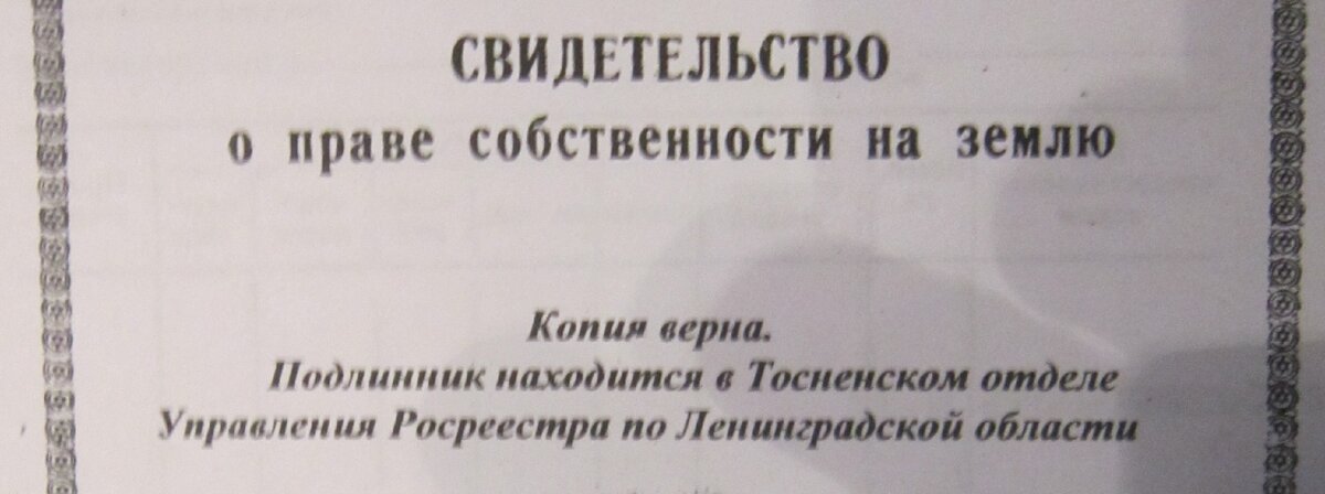 Свидетельство о государственной регистрации права на землю