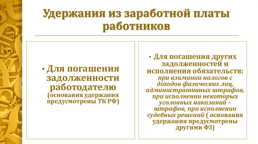 Документы удержаний из заработной платы. Удержания из заработной платы работника. Удержание из зарплаты работника. Основания удержаний из заработной платы. Виды удержаний из заработной платы работников.