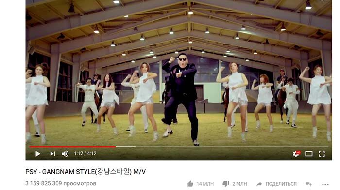 «Gangnam Style» Счетчик просмотров ролика пришлось обновлять из-за сбоя