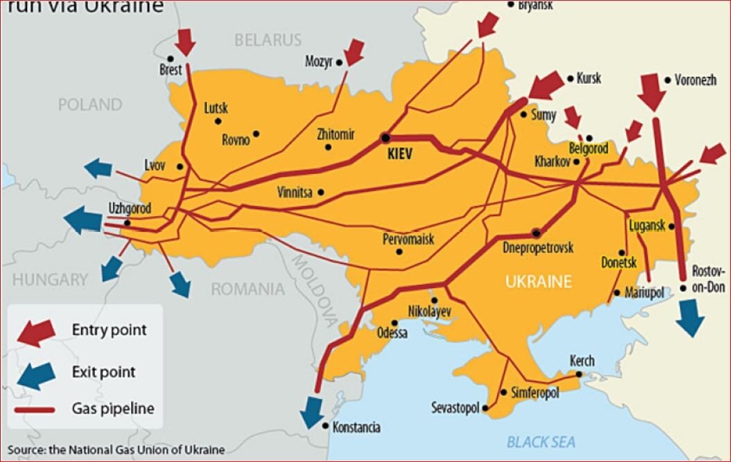 Схема трубопровода через украину в европу