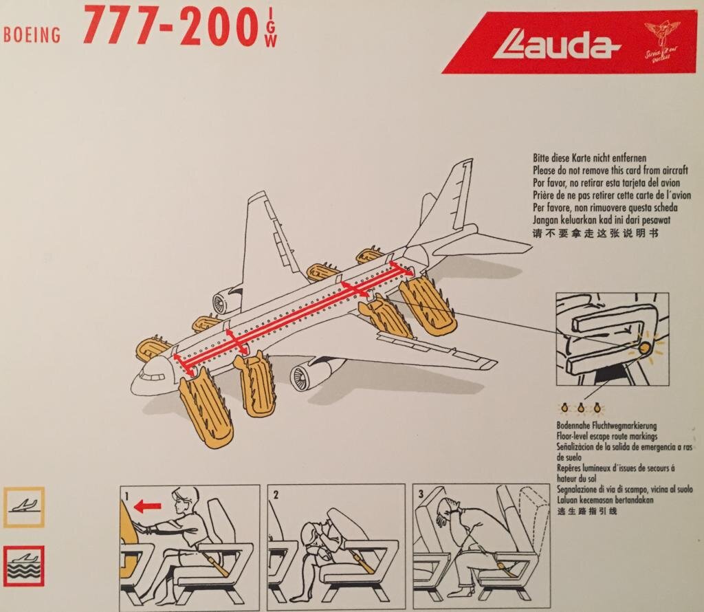 Инструкция по безопасности с Boeing-777, названного в честь Джорджа Харрисона.