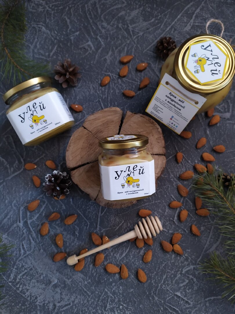 Крем-мёд натуральный с миндалем 250 мл