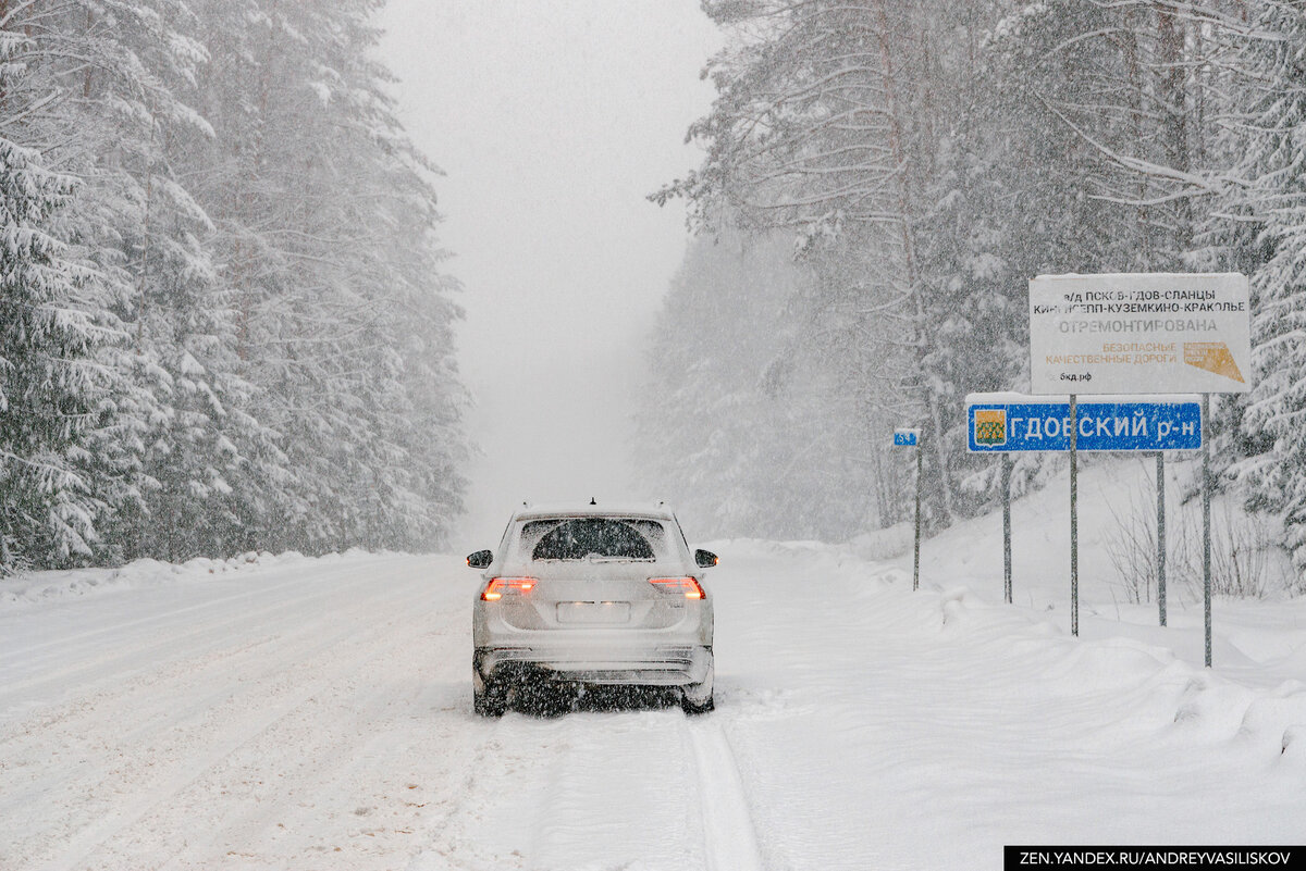 7 часов ехал из Пскова в Петербург заснеженной дорогой вдоль эстонской ...