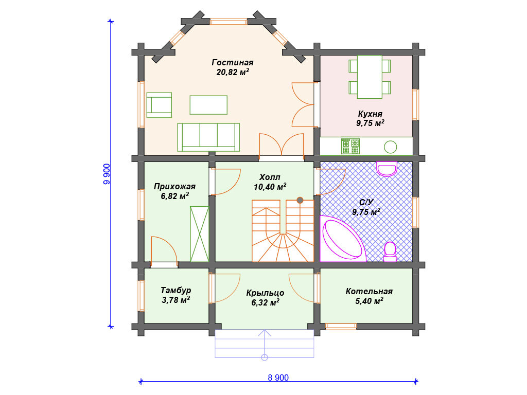 Деревянный дом с эркером (до 150 кв м). | Arplans.ru - проекты домов | Дзен