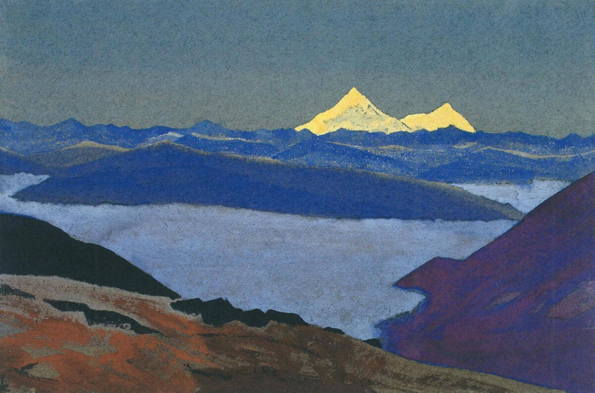 Рерих Н. К. Джелап-Ла, граница Тибета. 1936. Латвийский национальный художественный музей, Рига. Источник изображения: https://gallerix.ru/storeroom/713/N/5836/