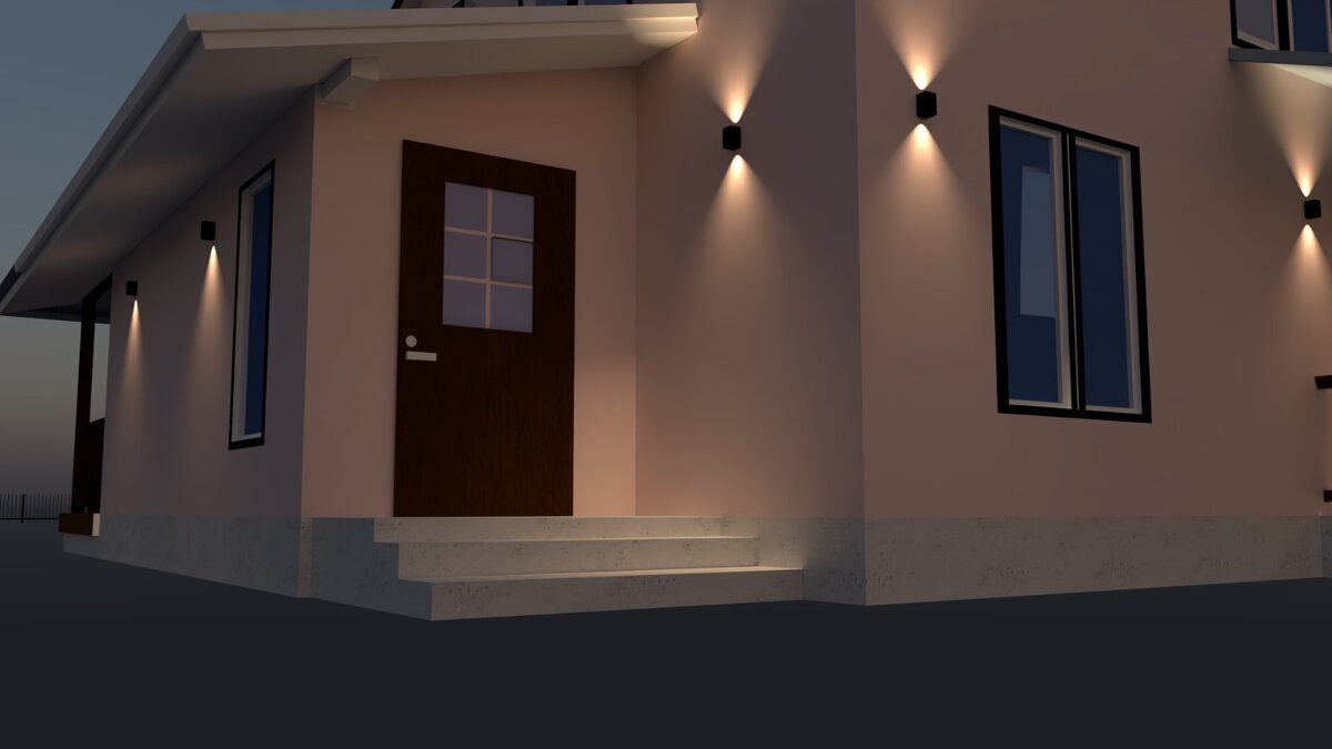 Визуализация архитектурного освещения частного дом