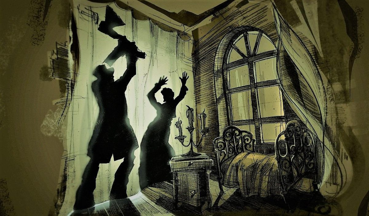 Раскольников с топором из "Преступления и наказания" Достоевского