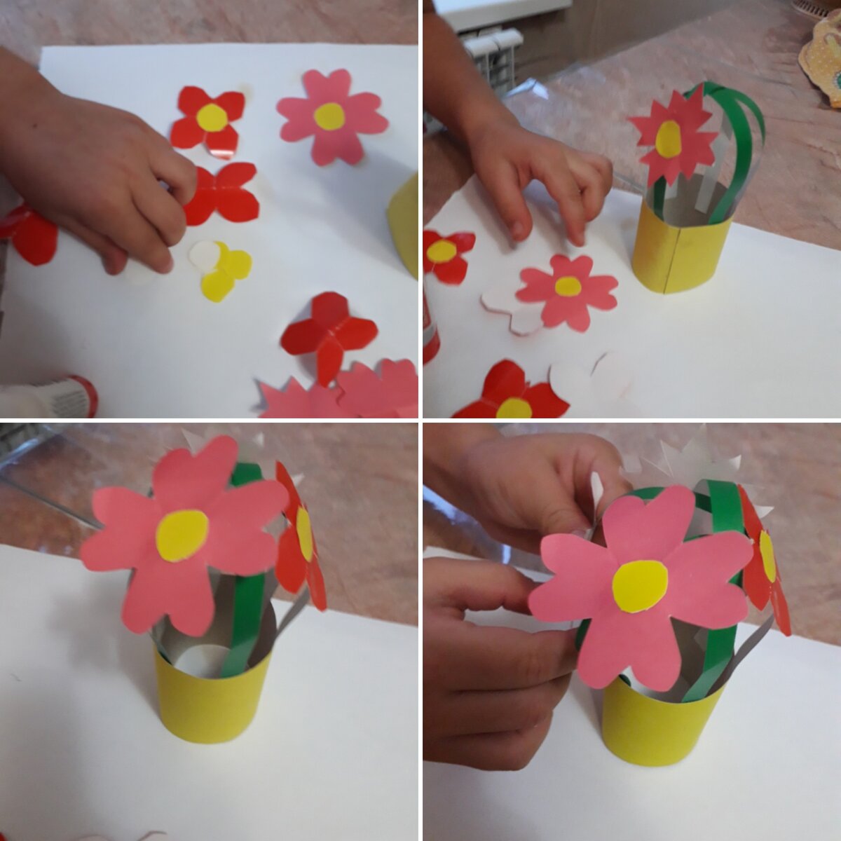 Как сделать букет цветов из бумаги в горшочке своими руками
