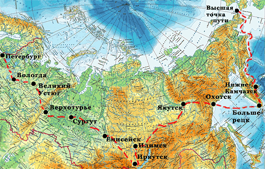 Путь передвижения Первой Камчатской экспедиции