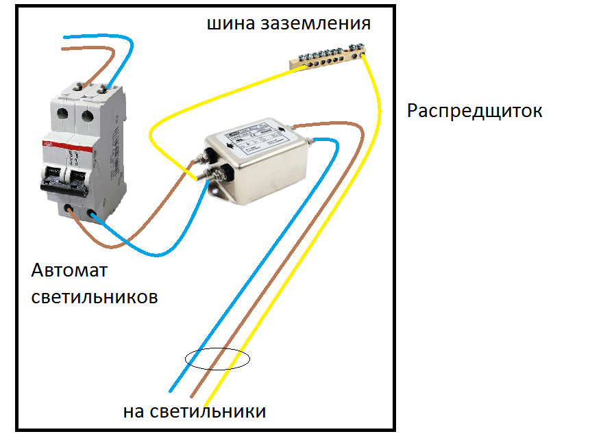 Устройство сетевого фильтра с кнопкой схема подключения