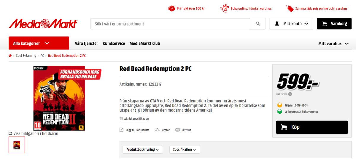                                   Сбор предзаказов на PC версию Red Dead Redemption 2