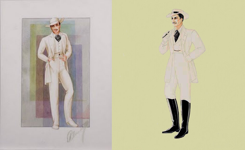 эскизы Уолтера Планкетта для Кларка Гейбла в роли Ретта Батлера