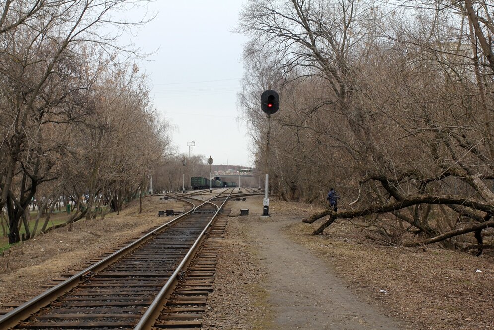 1. Итак, мы подходим к западной горловине станции Обменная — промышленной железнодорожной станции ОАО «Московский коксогазовый завод».  Станция неспроста носит название Обменная. Именно на ней происходит обмен грузовыми составами между Коксогазовым заводом и РЖД. С Москокса на станцию заводскими локомотивами ТГМ привозят составы гружёные углём, а затем манёвровый локомотив ЧМЭ3, принадлежащий РЖД вытягивает эти составы на станцию Бирюлёво-Товарная.
