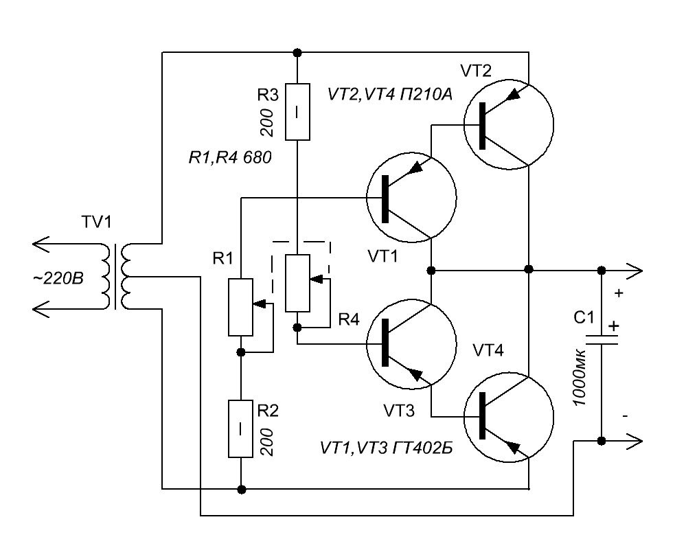Схема регулятор напряжения на п210 схема