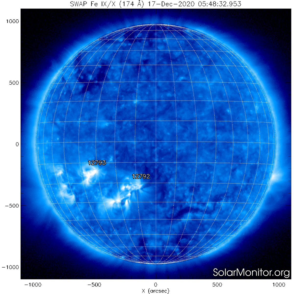 Солнце в УФ-излучении - линия железа 171 ангстрем  (SWAP)
