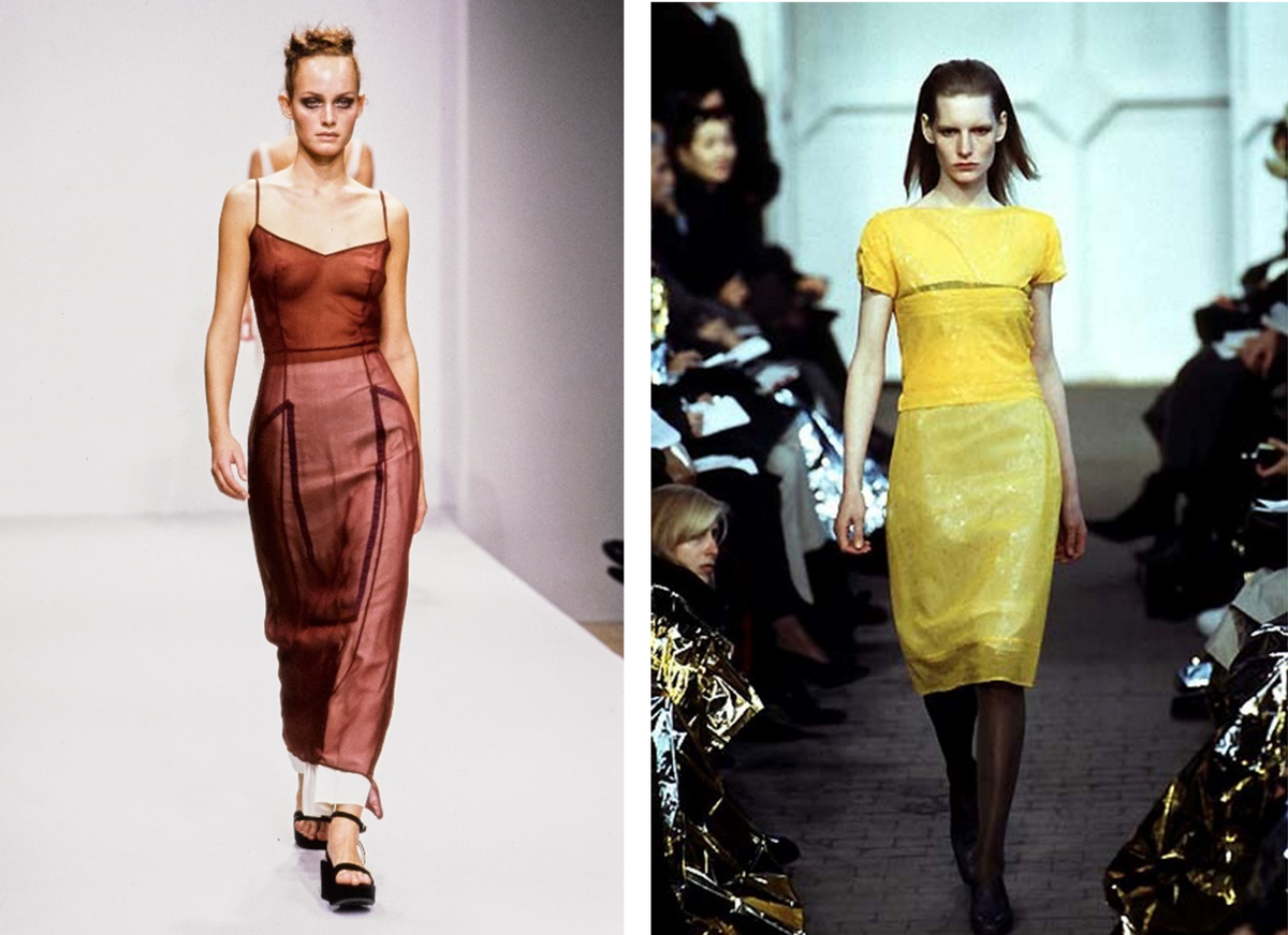 Слева: итальянский минимализм Prada; Справа: техногенный минимализм Helmut Lang