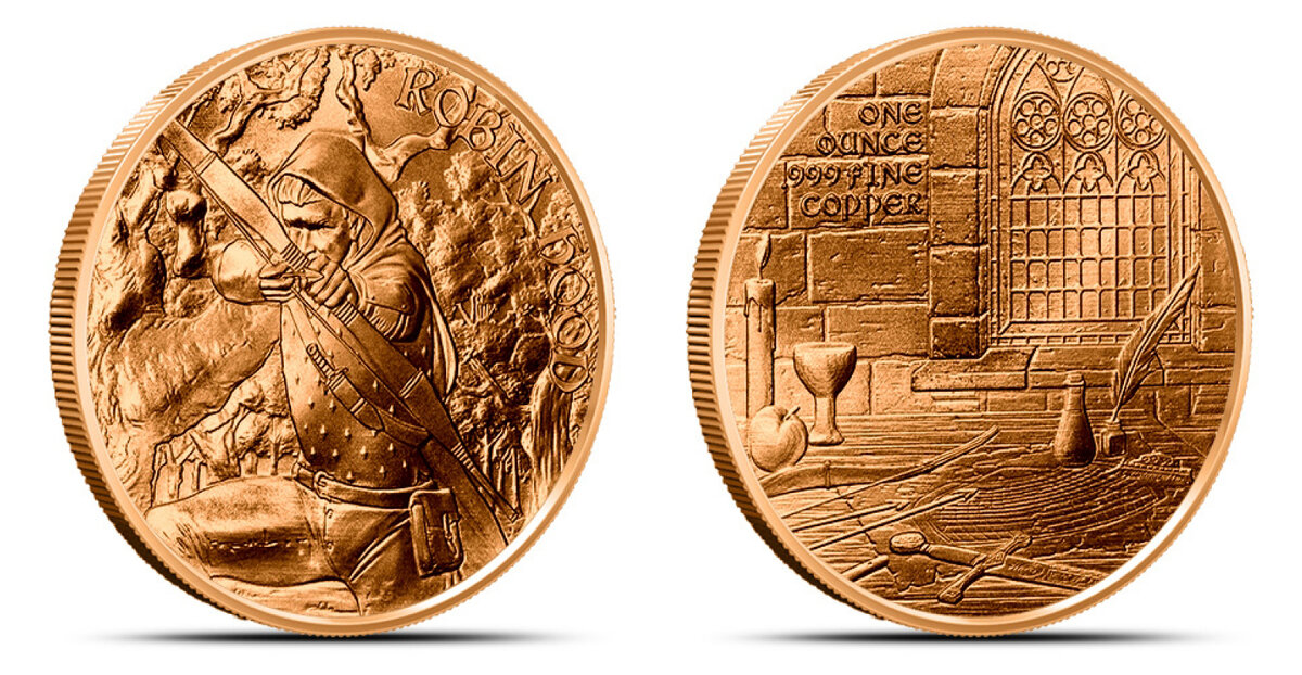 Робин Гуд, первый раунд в серии 1 унция меди фото с сайта providentmetals.com